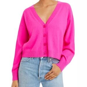 Aqua 100% Cashmere Pink V-Neck Cardigan Sweater